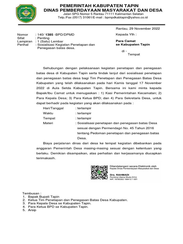 Undangan Sosialisasi Ke Desa - 1 - Signed | PDF