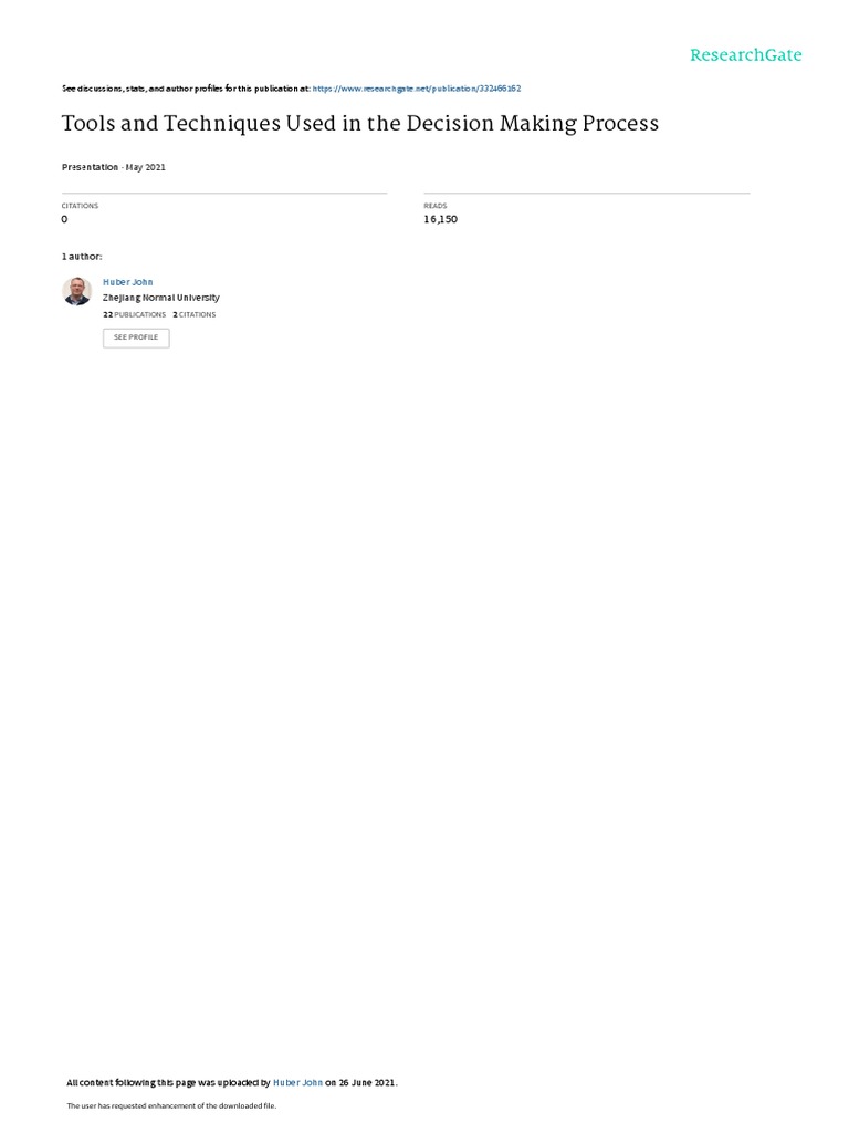 Tools and Techniques Used in The Decision Making Process 202105 | PDF ...