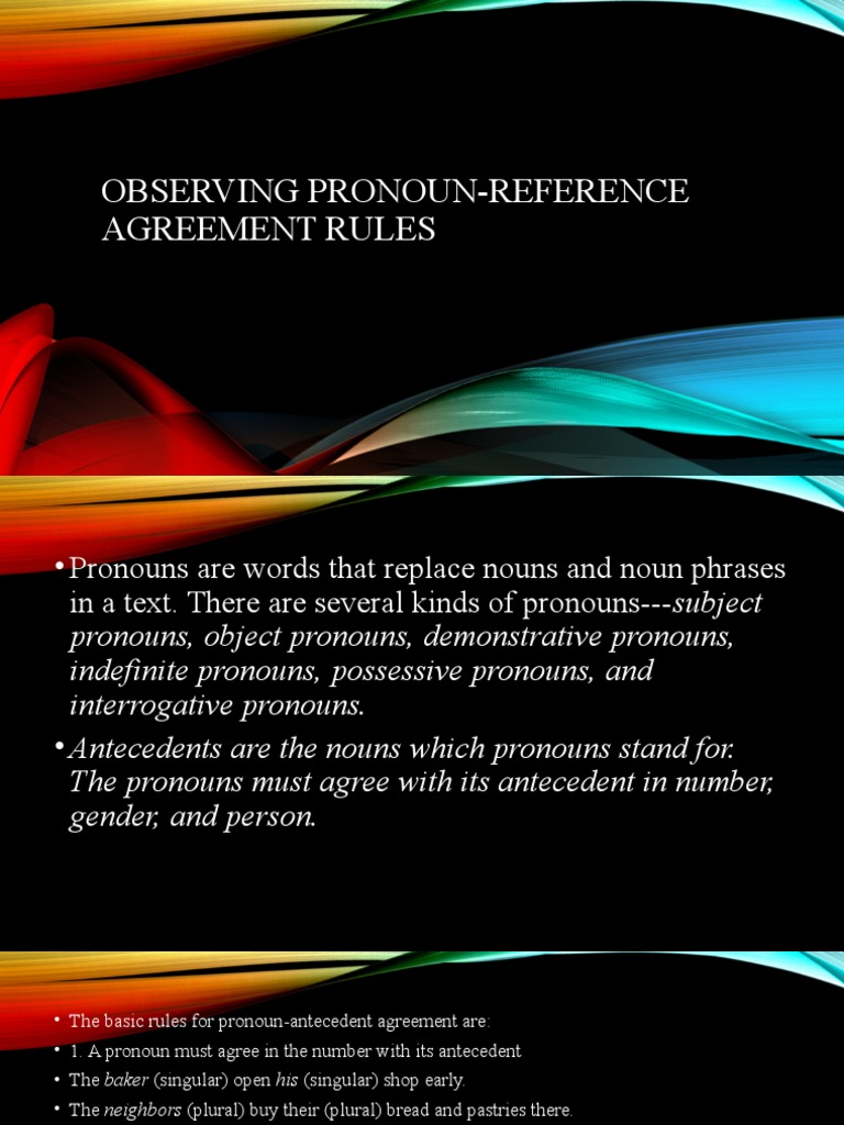 Observing Pronoun-Reference Agreement Rules | PDF | Language Arts ...