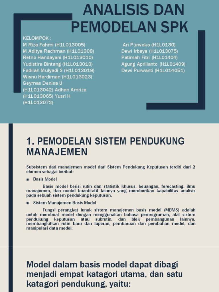 Pemodelan Sistem Pendukung Keputusan | PDF