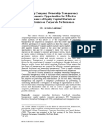 Imposing Company Ownership Transparency Requirements Opportunities For Effective Governance of Equity Capital Markets or Constraints On Corporate Performance