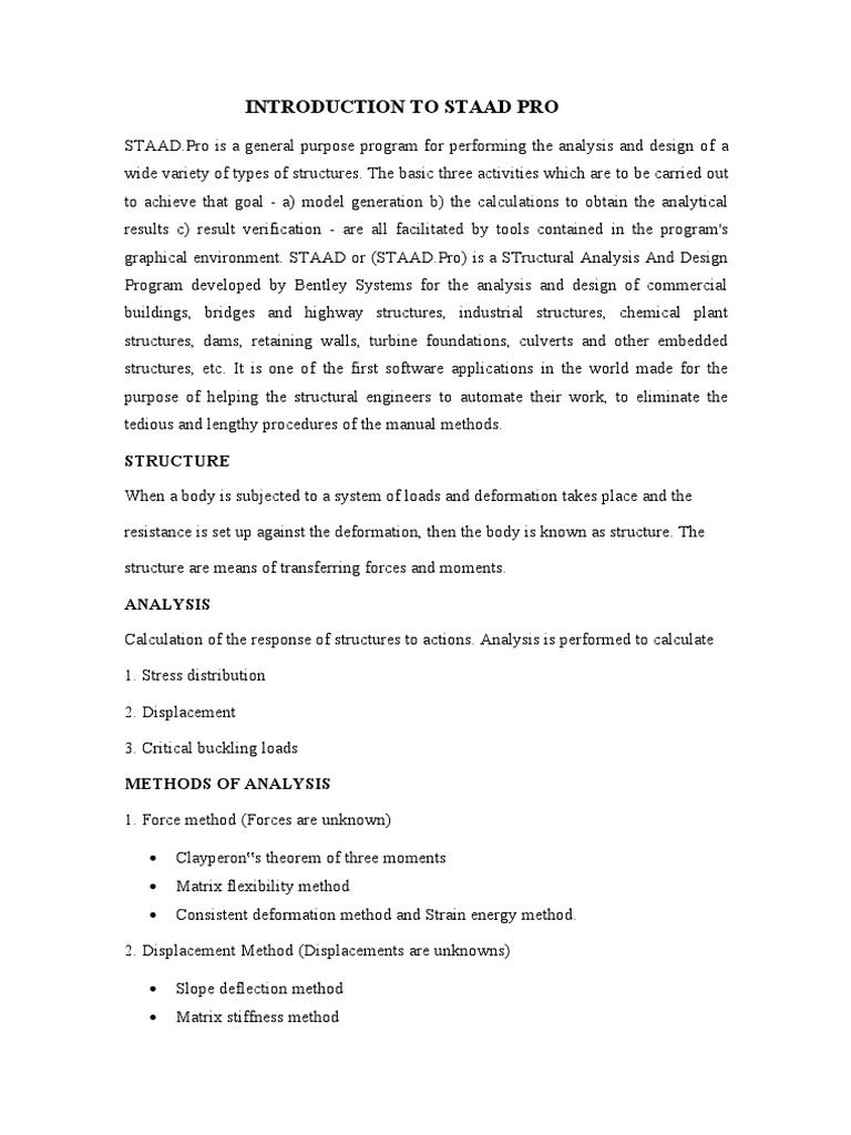 STAAD.Pro Structural Analysis Guide | PDF | Truss | Mechanical Engineering