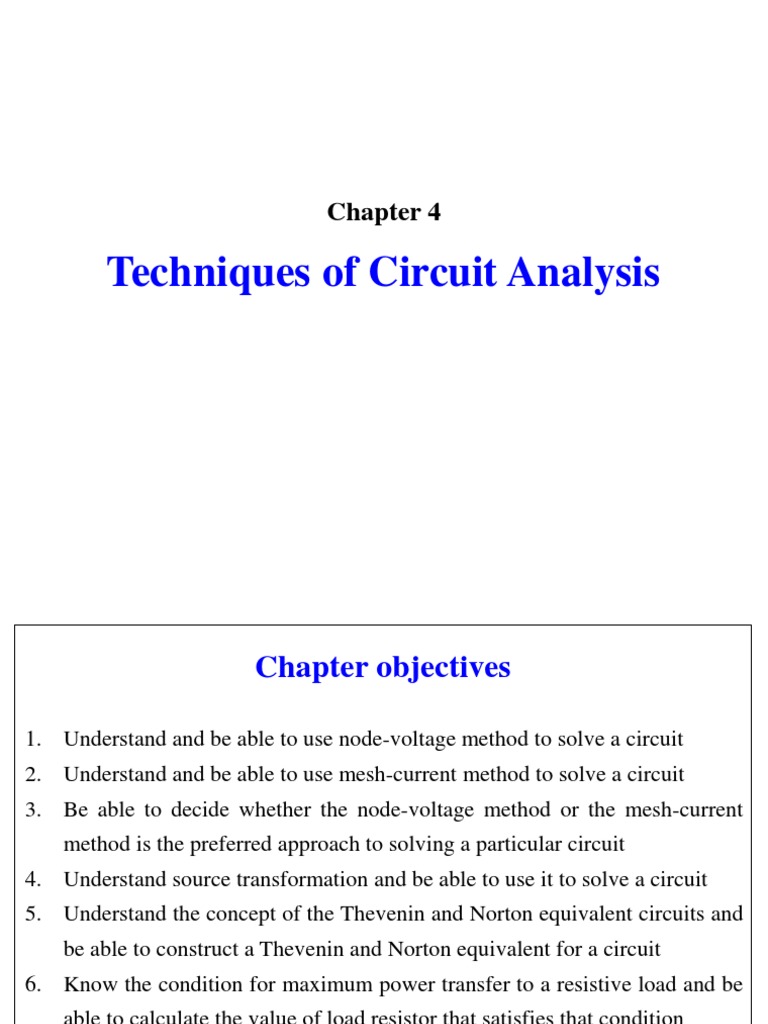 Chapter 4 Techniques of Circuit Analysis NLH PDF Electrical