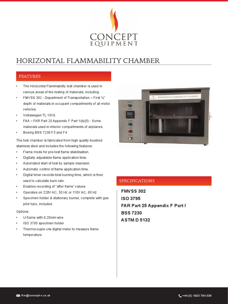 Spec Horizontal Flammability Test Chamber Pdf