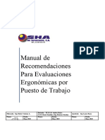 Manual de Recomendaciones para Evaluaciones Ergonómicas Por Puesto de Trabajo ACTUALIZADO