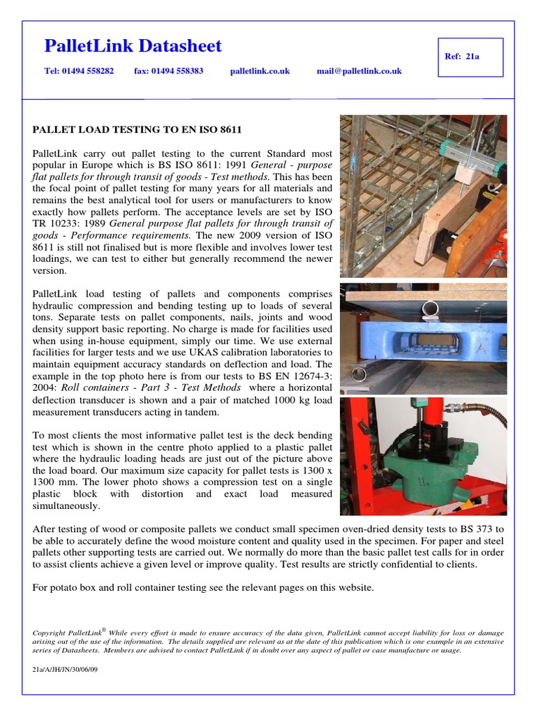 21a Pallet Load Testing To en Iso 8611 Compress PDF Pallet