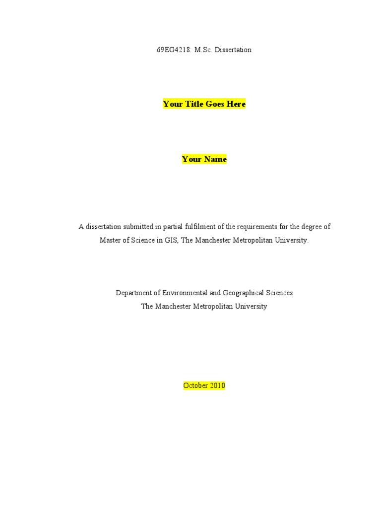 69EG4218 Dissertation Template | PDF | Thesis | Abstract (Summary)