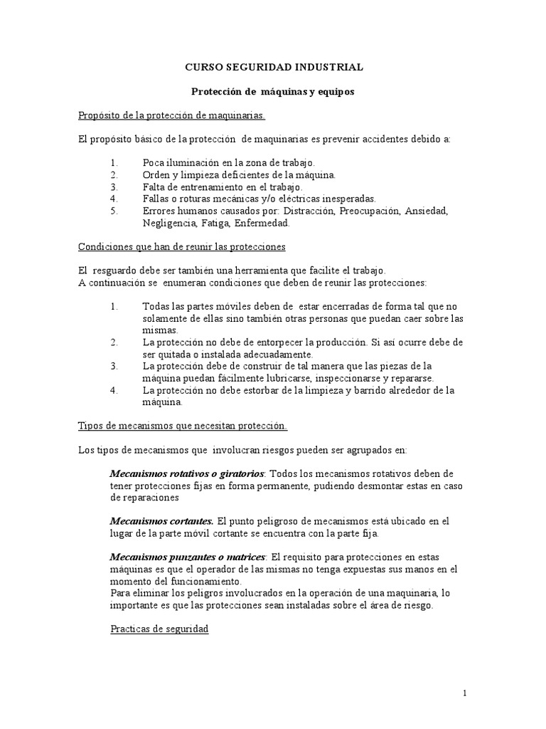 Seguridad en Maquinaria Industrial | PDF | Herramientas