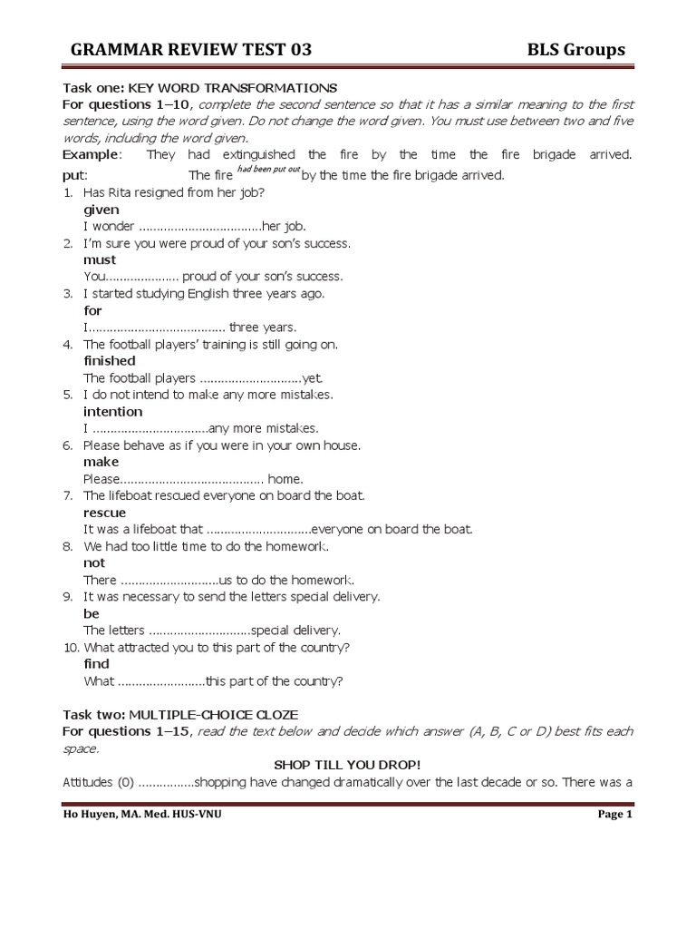 Grammar Review Test 03 | PDF | Games & Activities | Language Arts ...