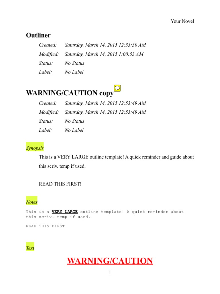 Detailed Novel Outline PDF Computers 