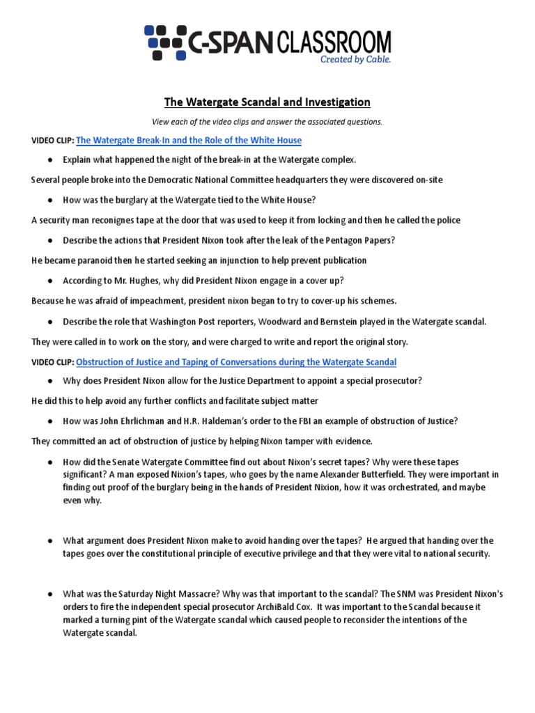 Watergate Scandal PDF Watergate Scandal United States Travel