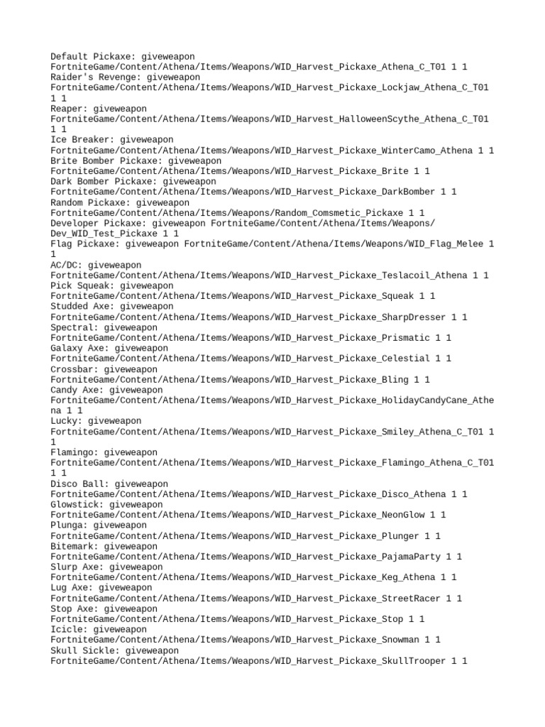 Pickaxe : Id, Spawn Commands, Value, Weight – QIVH