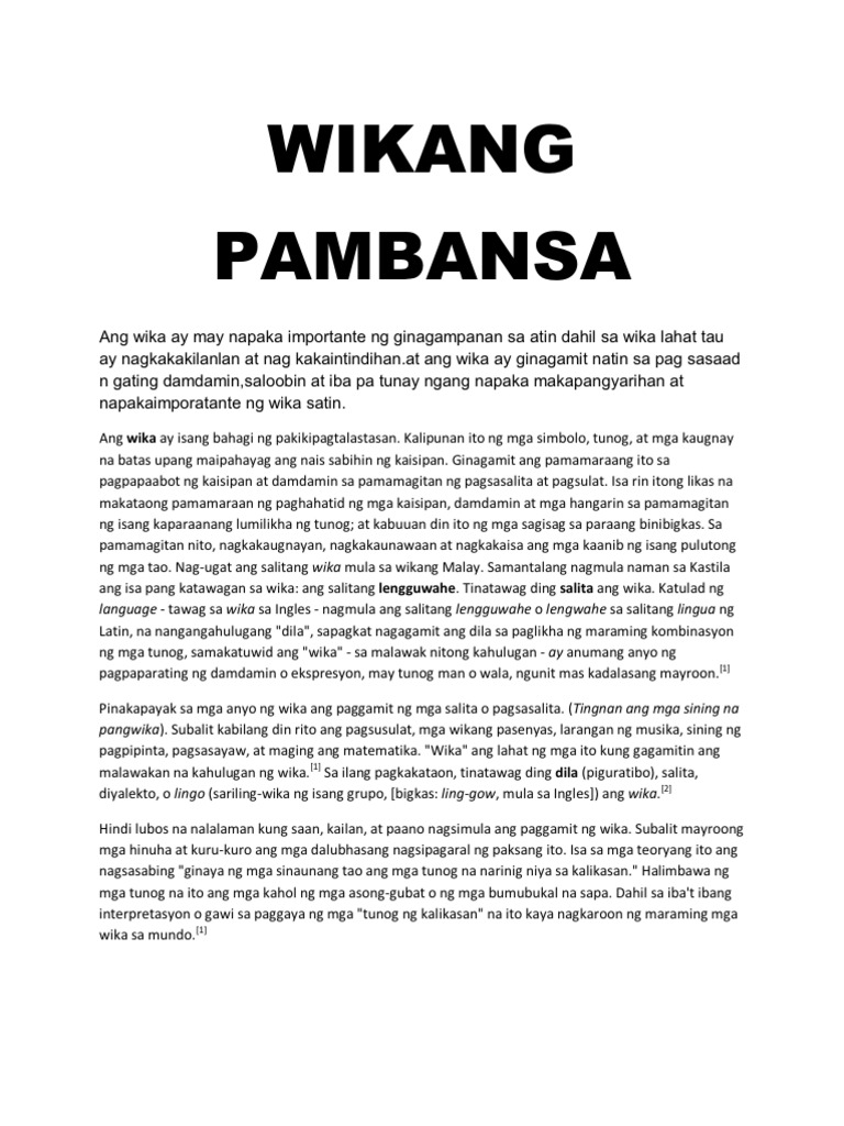 wikang pambansa