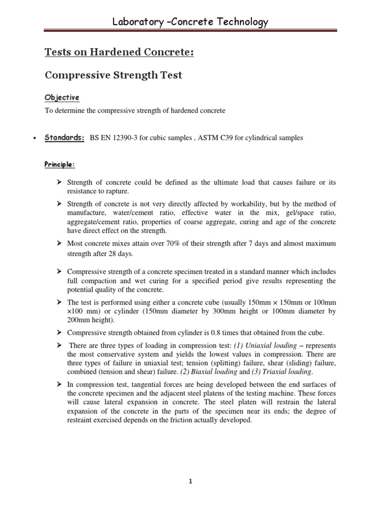 Compressive Strength Testing of Concrete | PDF | Concrete | Strength Of ...