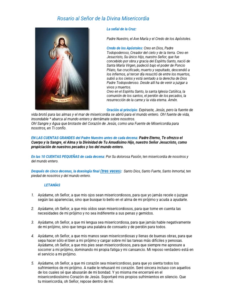 Rosario Al Señor de La Divina Misericordia | Descargar gratis PDF ...