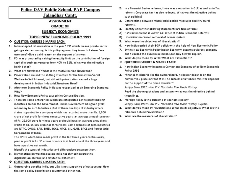 New Economic Policy 1991 Overview | PDF | Economy Of India | Economies