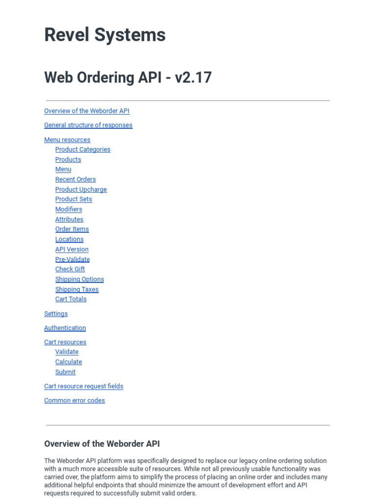 Weborder API | PDF | Prices | Json