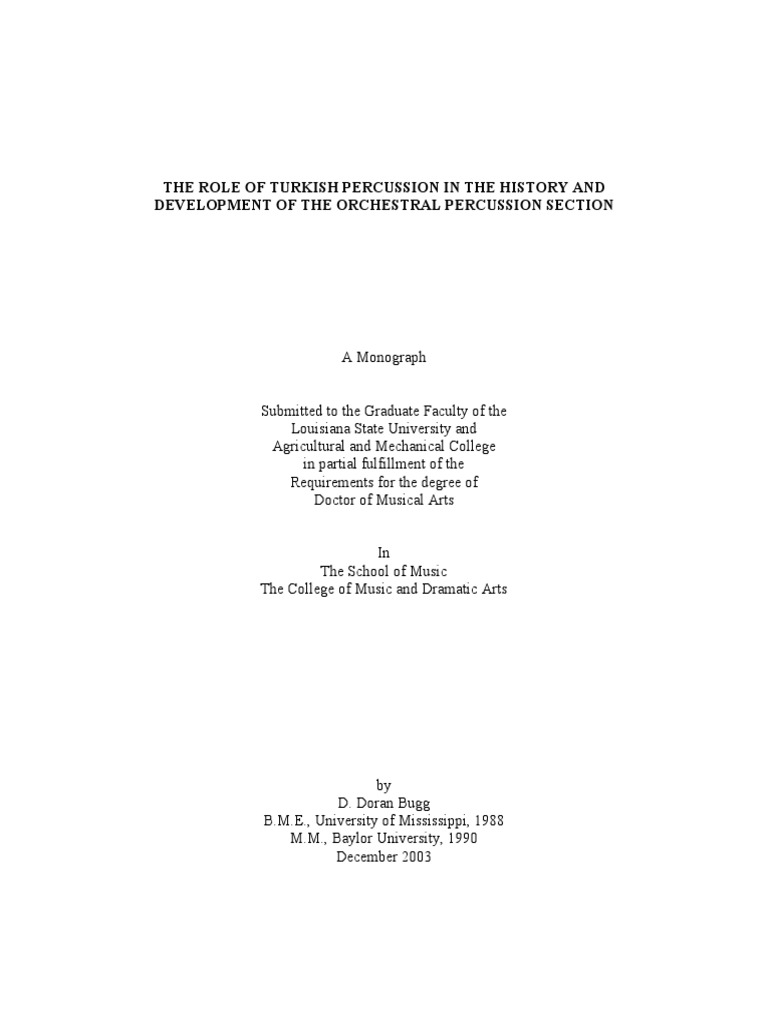 The Role of Turkish Percussion in The History and Development of The