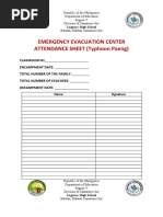 Attendance Sheet For Evacuation