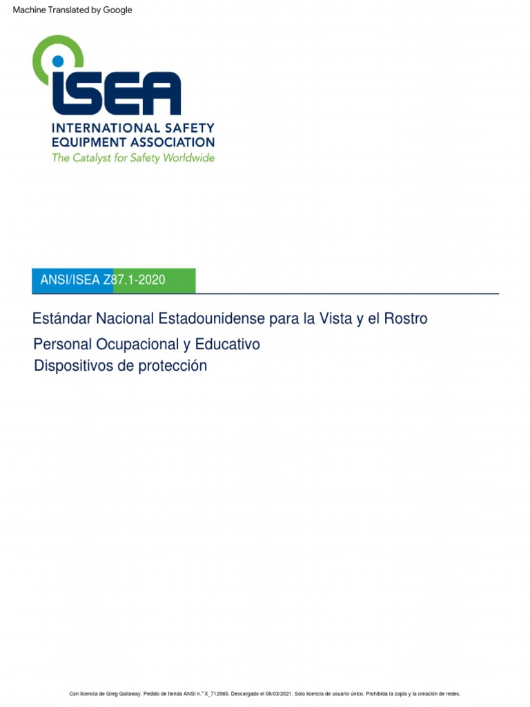 Ansi isea z87 1 2020 esp pdf pdf