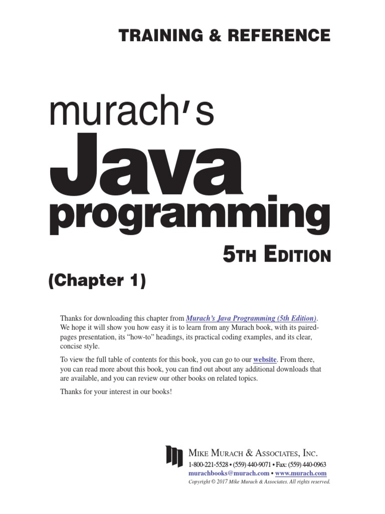 Book Review - Murach's Java Programming, 5th Edition | PDF | Java ...