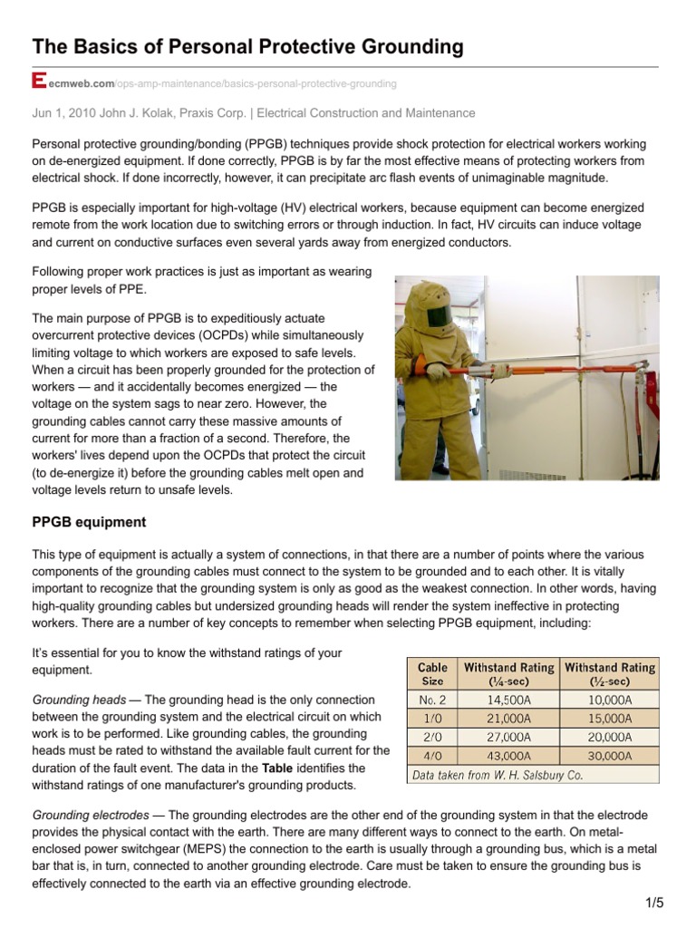 The Basics of Personal Protective Grounding PDF Power Engineering