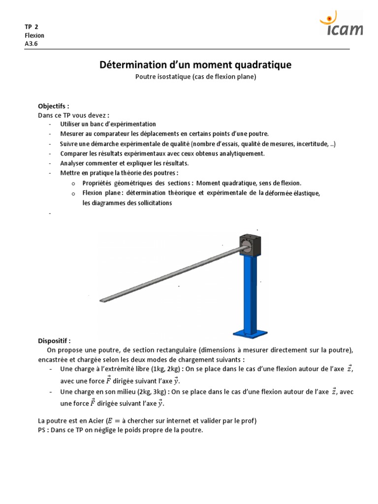 TP2 Flexion Dune Poutre Encastrée | PDF | Flexion (matériau ...