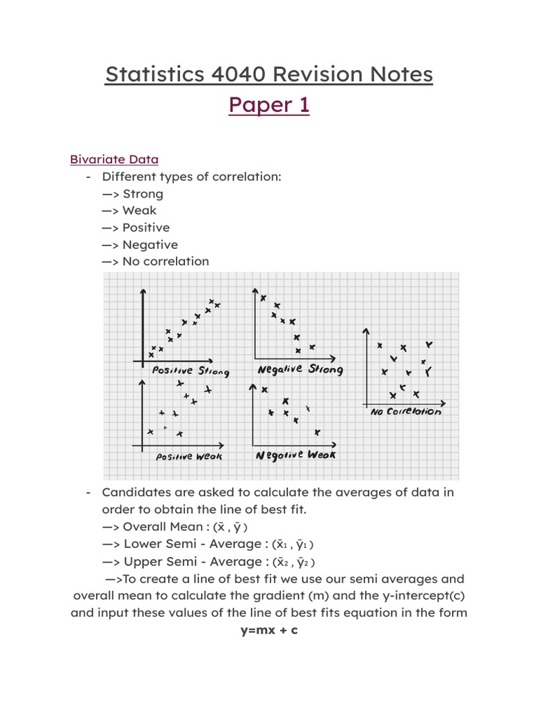 Statistics 4040 Revision Overview | PDF