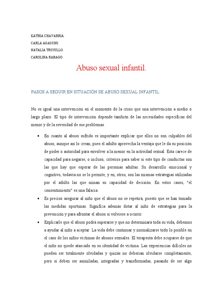 Intervención en Abuso Sexual Infantil | PDF | Abuso sexual | Comportamiento