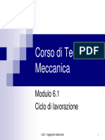 Corso Di Tecnologia Meccanica - Mod.6.1 Cicli Di Lavorazione