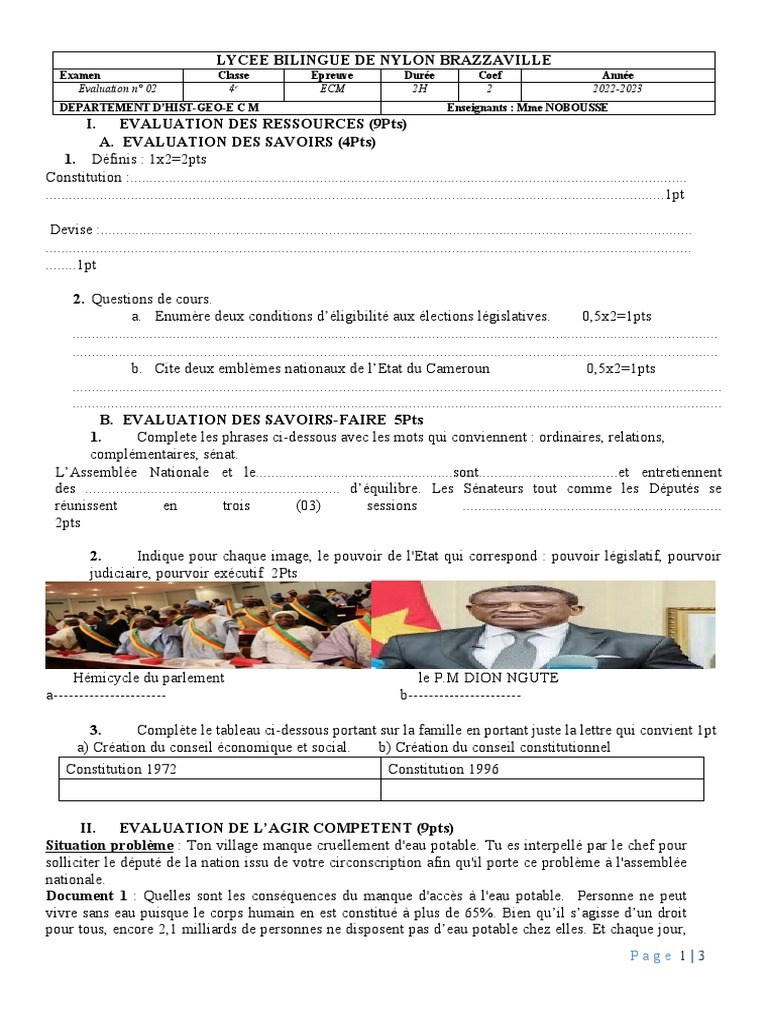 Epreuve d'ECM 4e - Copie - Copie | PDF