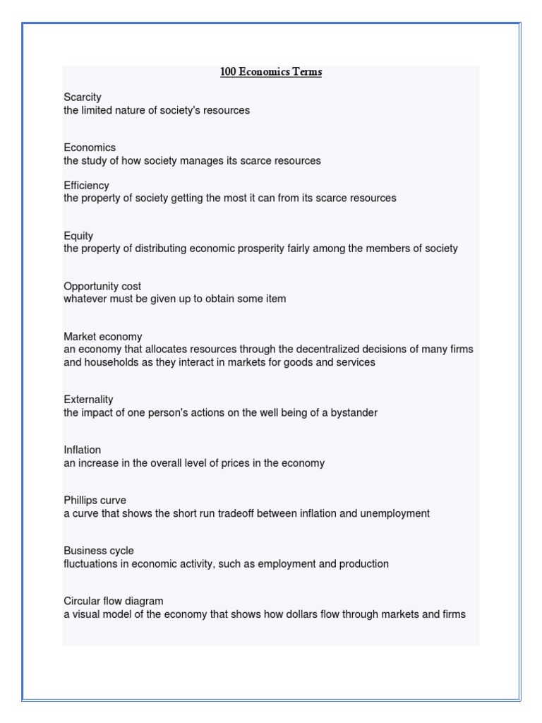 100 Economics Terms | PDF | Taxes | Economics