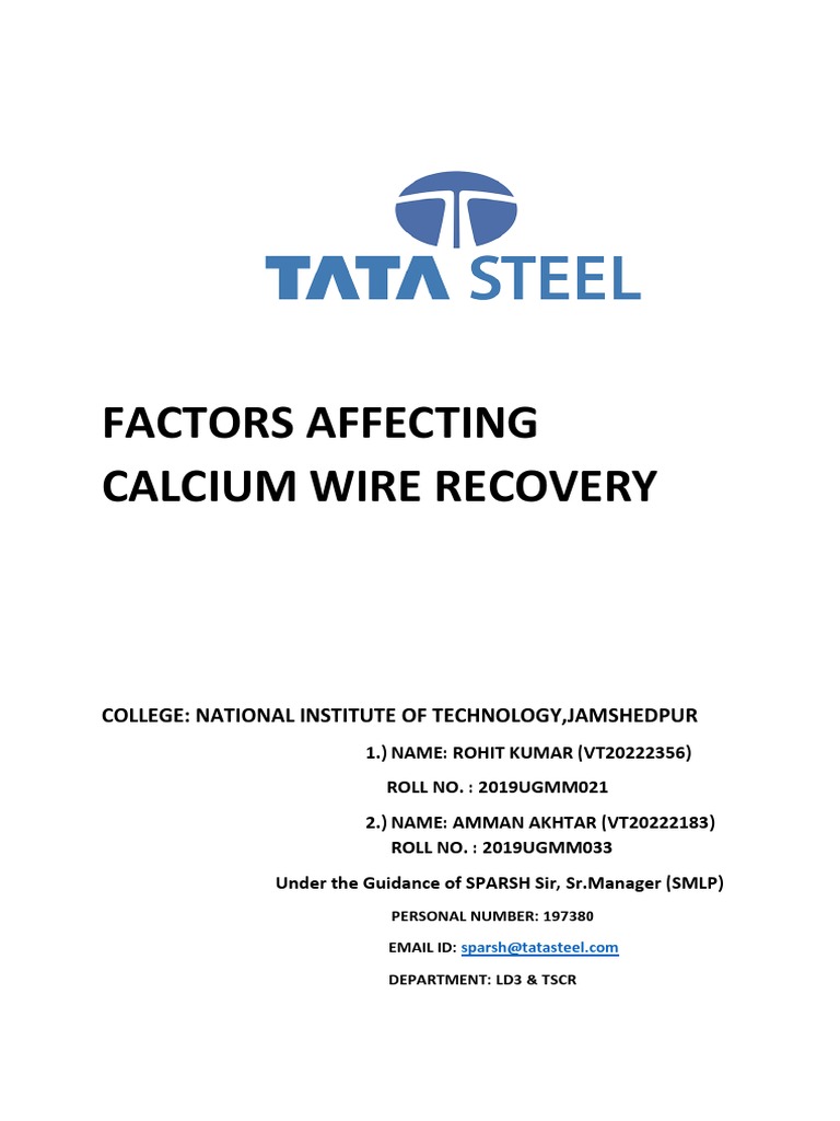 Calcium Wire Recovery in Steelmaking | PDF | Calcium | Aluminium Oxide