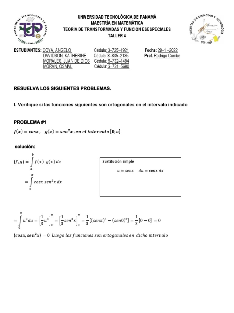 Taller #4, Polinomios Ortogonales | PDF
