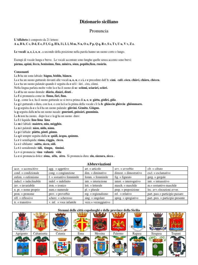 Ebook Ita Dialetto Siciliano Lingua Siciliana Dizionario Siciliano Italiano