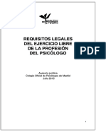 REQUISITOS LEGALES DEL EJERCICIO LIBRE DE LA PROFESIÓN DEL PSICÓLOGO - PDF