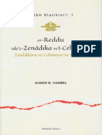 Ahmed B Hanbel Er Reddu 'Ale'z Zenâdıka Ve'l Cehmiyye Ankara Okulu