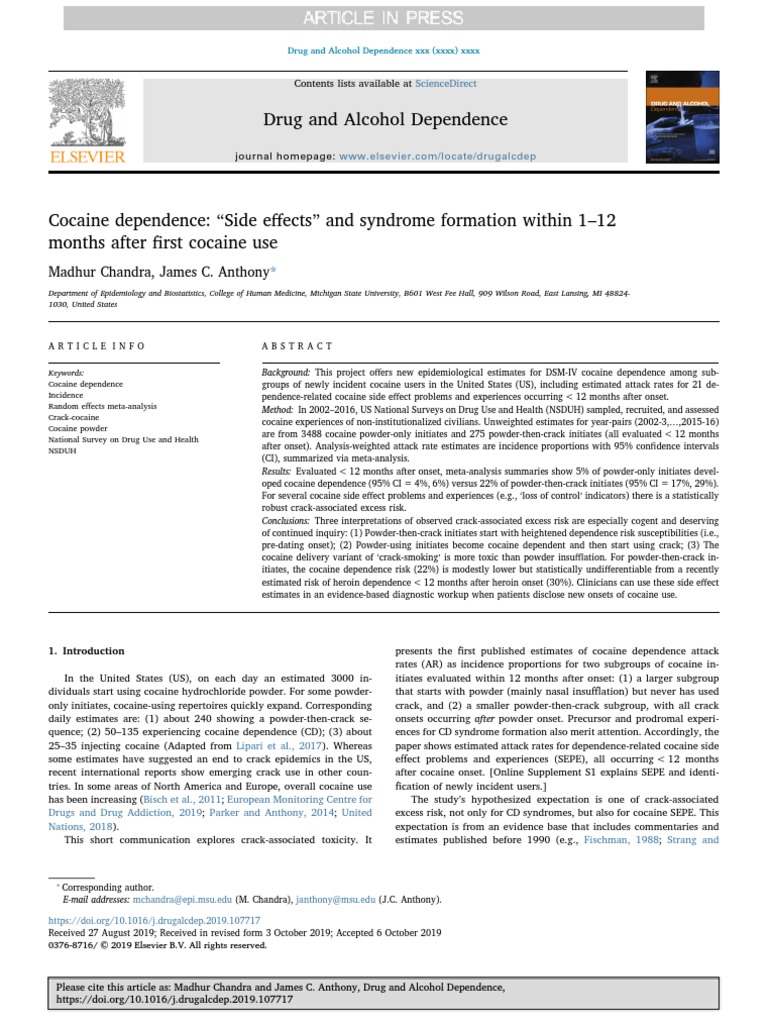 Cocaine Pdf Substance Dependence Cocaine