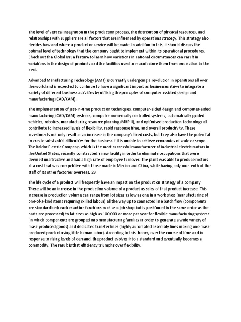 Operational Strategy | PDF | Computer Aided Design | Mass Production