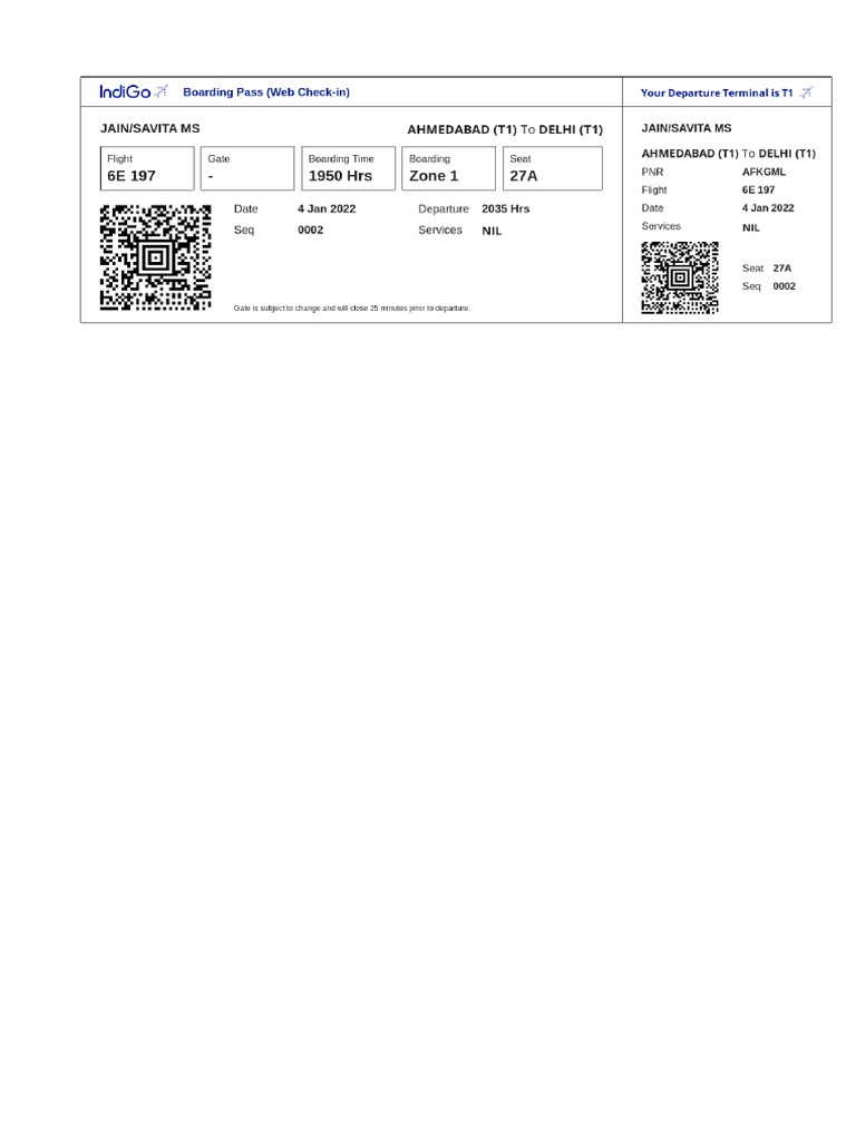 Flight Boarding Pass PDF