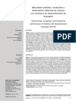 Maturidade Simbólica, Vocabulário e Desempenho Intelectual No TDL