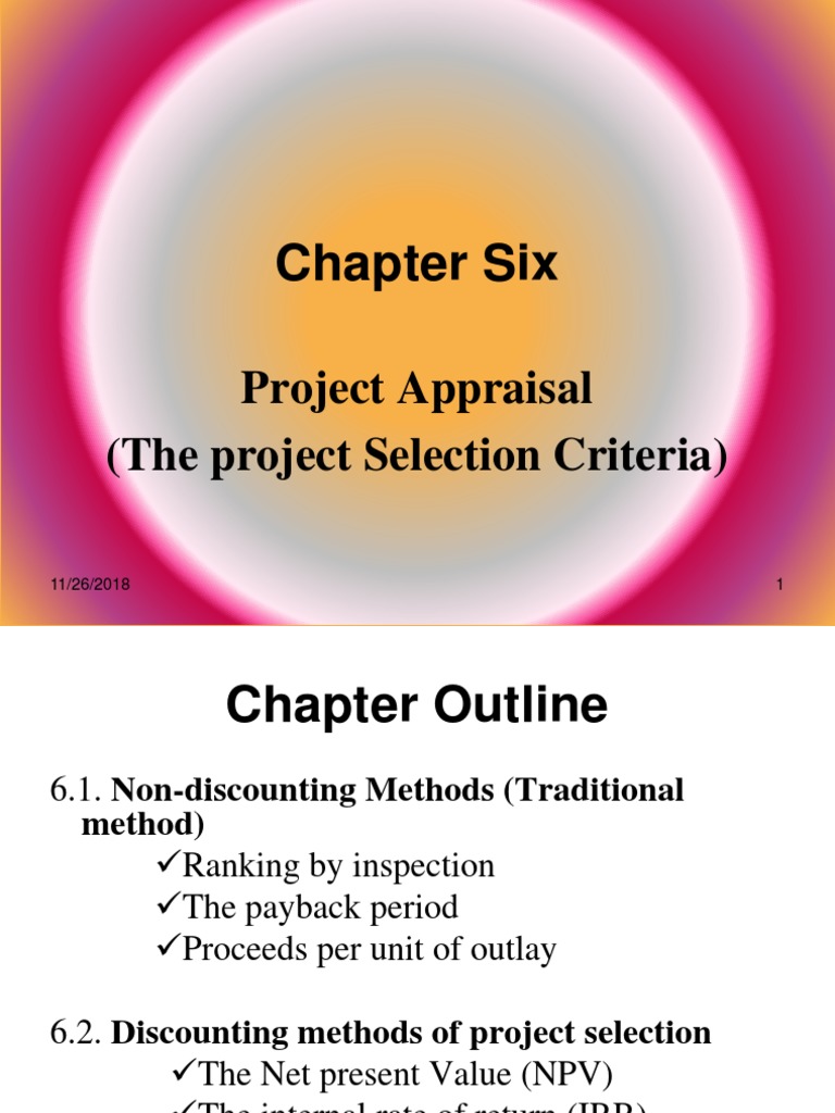 6 - Chapter Six - Project Appraisal | PDF | Net Present Value ...