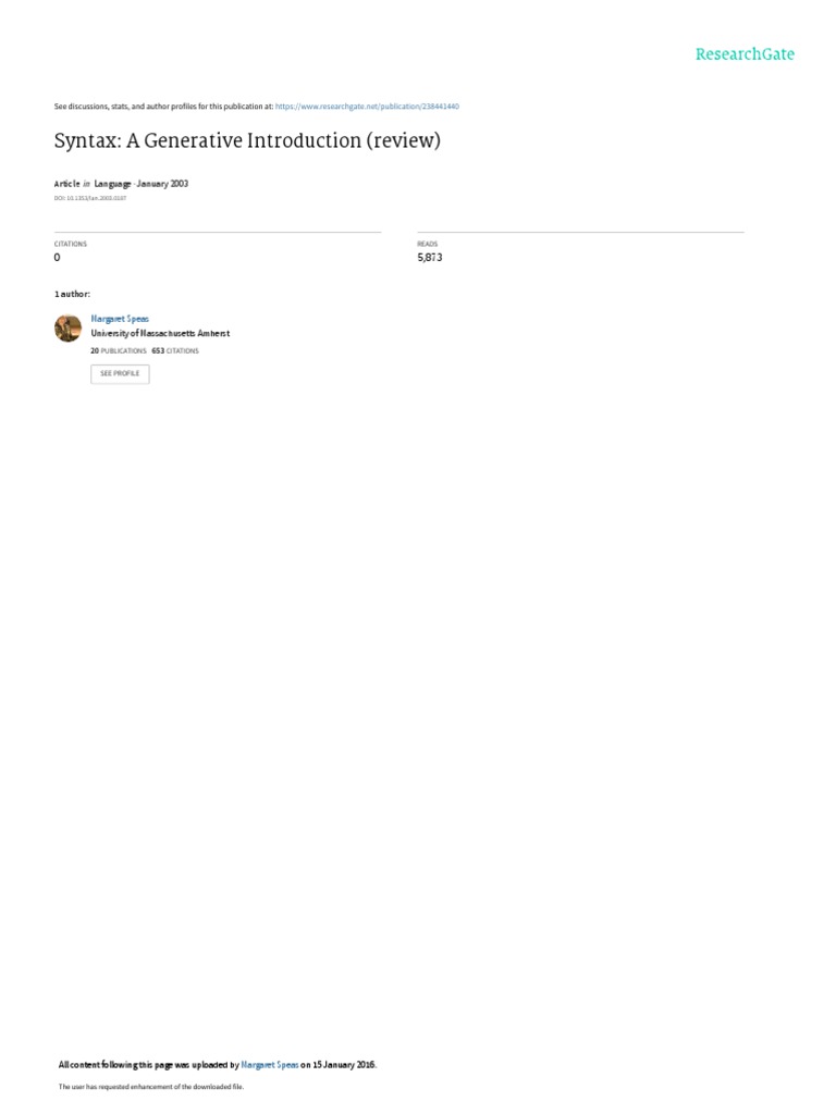 Reviewofcarnie syntax a generative introduction pdf grammar human