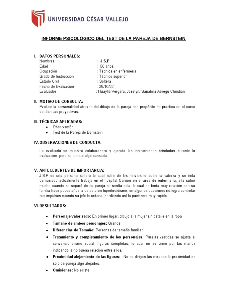 Modelo de Test Proyectiva | PDF | Sicología | Conceptos psicologicos