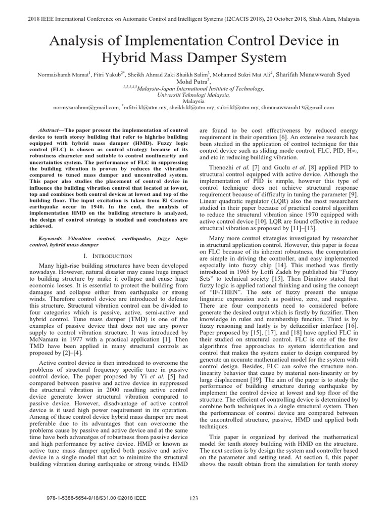 Analysis of Implementation Control Device in Hybrid Mass Damper System