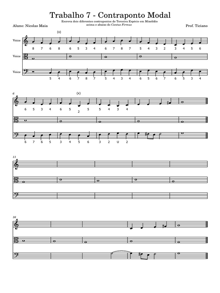 Trabalho Contraponto 7 | PDF | Composições musicais | Harmonia