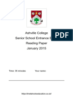 Ashville College 2015 English Entrance Exam