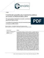 A Distribuição Geográfica Dos Investimentos Públicos em Turismo No Brasil de 2003 A 2018