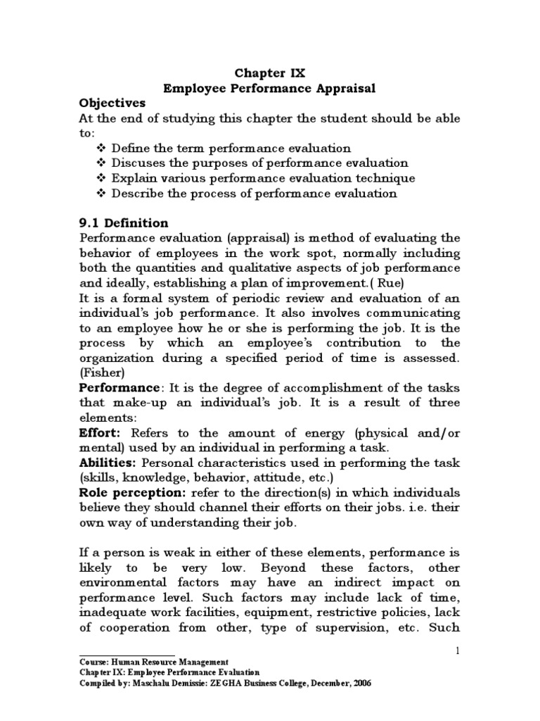 Chapter IX - Employee Performance Evaluation | PDF | Career & Growth ...