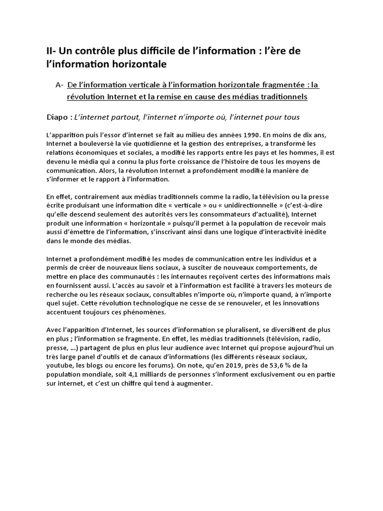 Révolution de l'Information à l'Ère Numérique | PDF | Réseaux sociaux ...